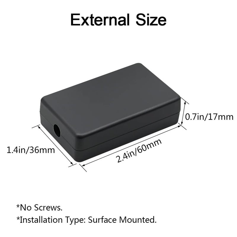 LeMotech 5Pcs ABS Plastic Electrical Project Case Power Junction Box, Project Box Black 2.4 x 1.4 x 0.7 inch (60 x 36 x 17 mm) - Image 2
